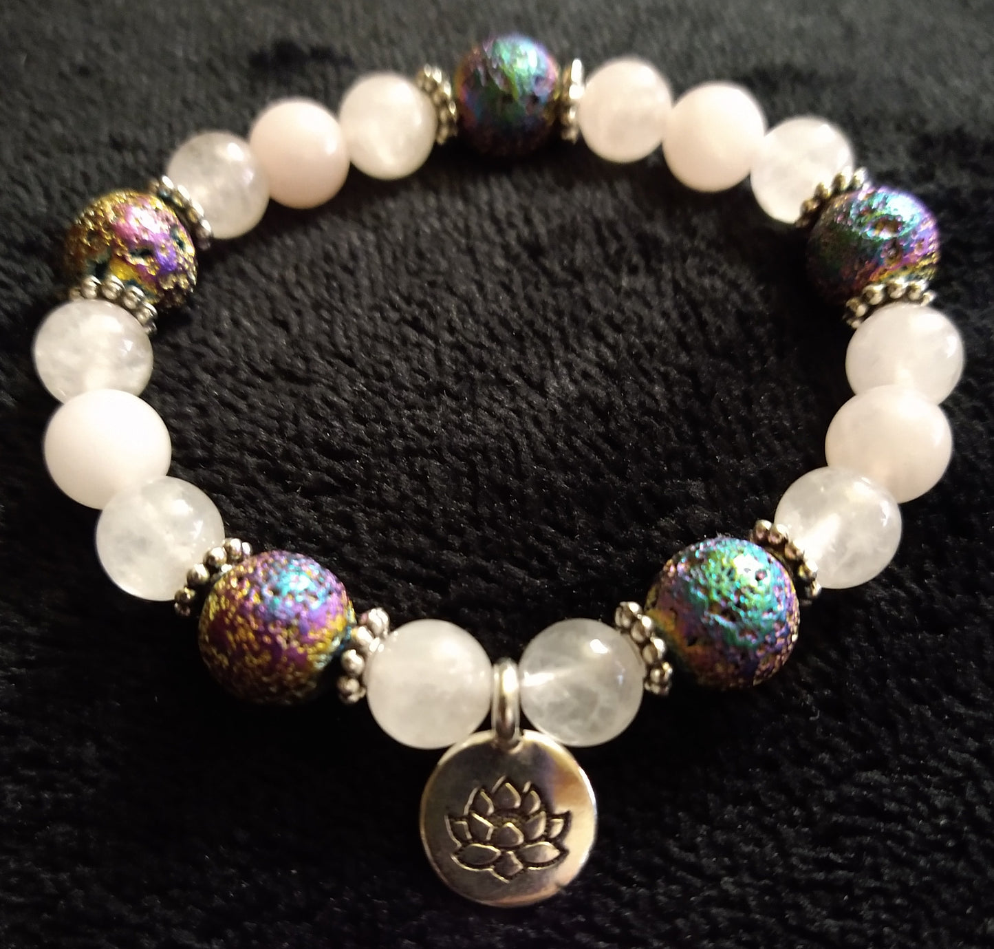 Rose Quartz Rainbow Lava stone Bracelet