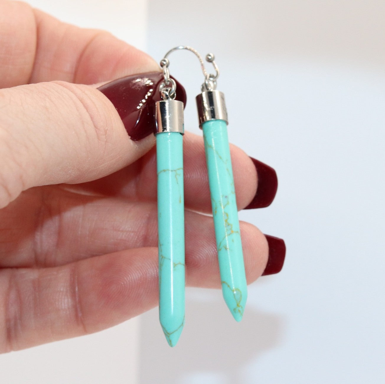 Turquoise spike earrings
