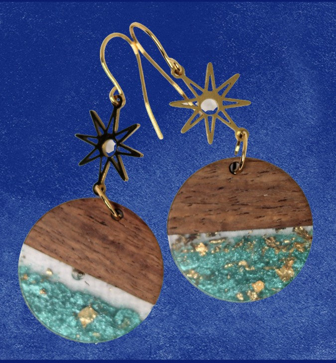 Seagreen celestial planetary earrings