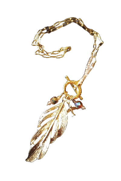 Moonstone Feather Toggle Necklace