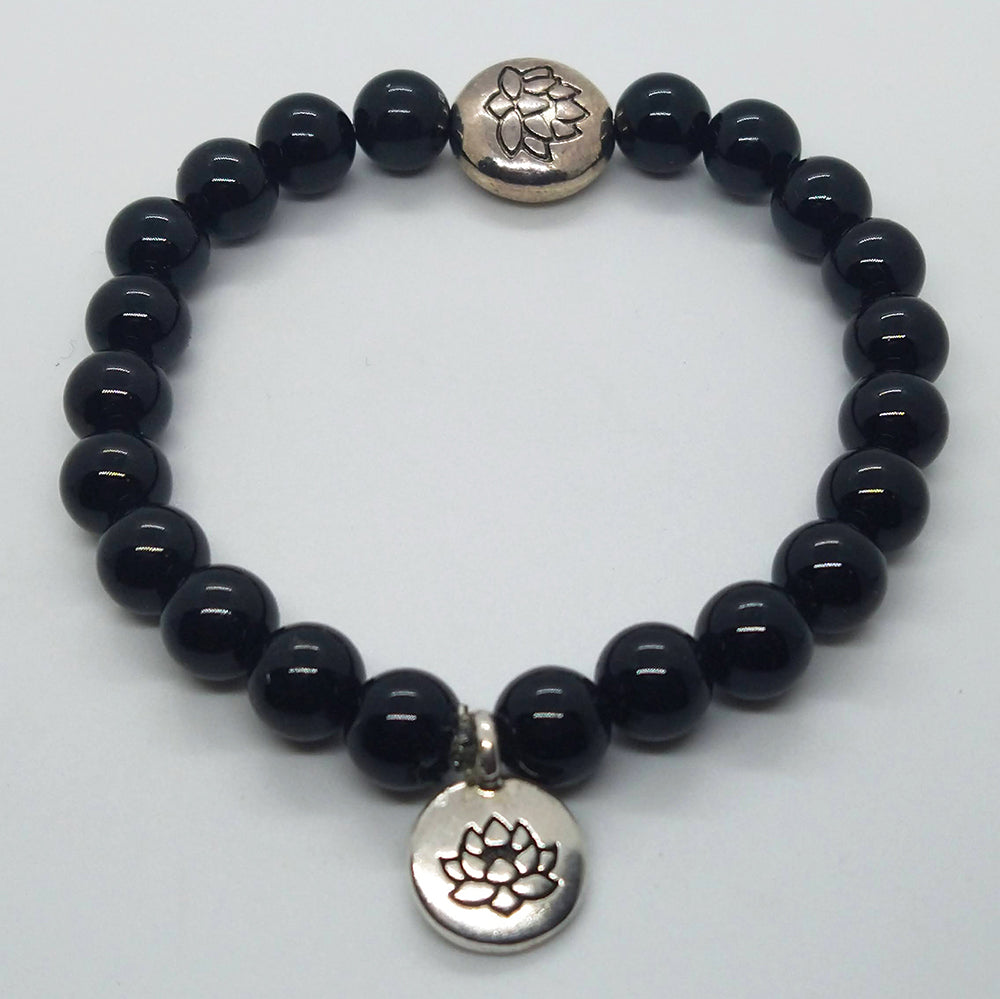 Onyx Lotus Bracelet