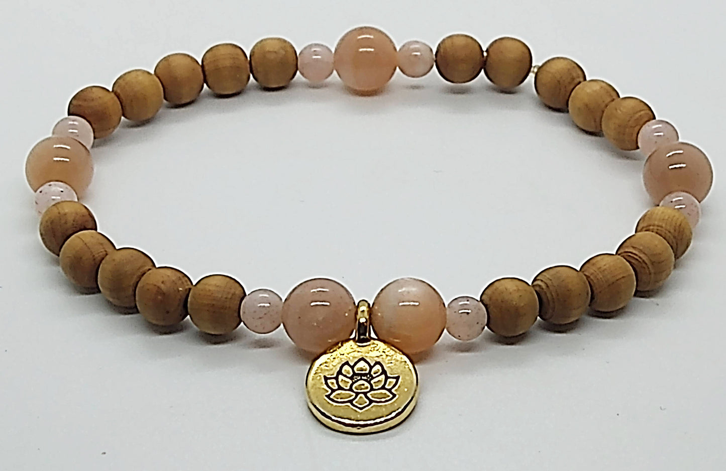 Peach Moonstone Bead Bracelet