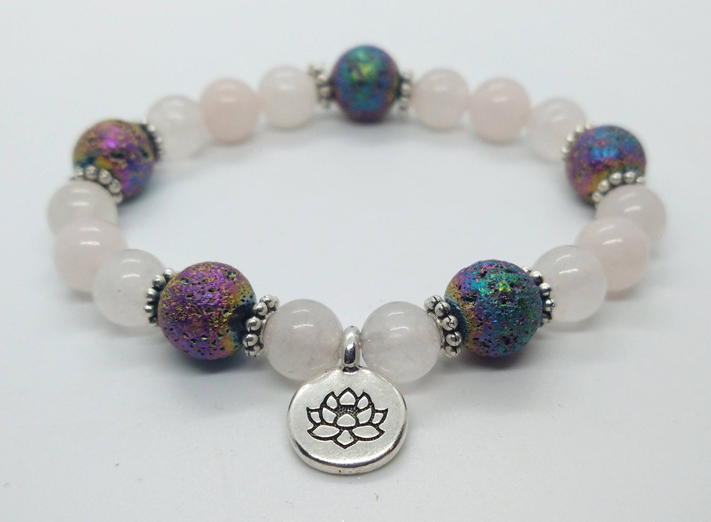 Rose Quartz & Lava Stone Bead Bracelet