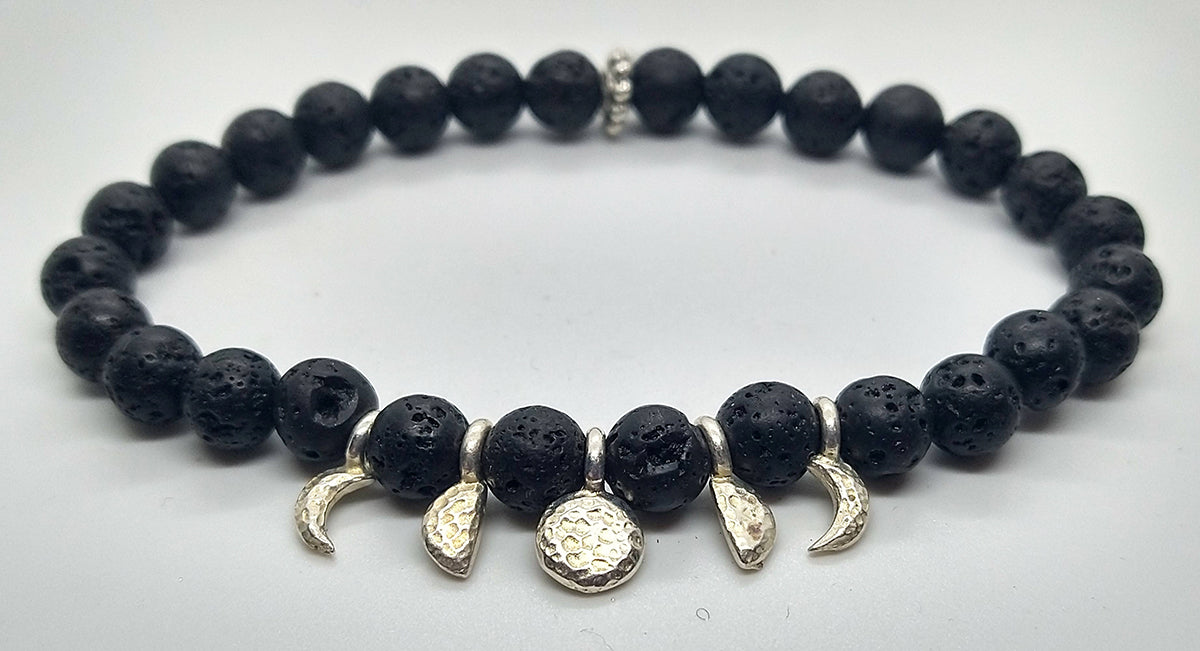 Lava stone moon phase bracelet