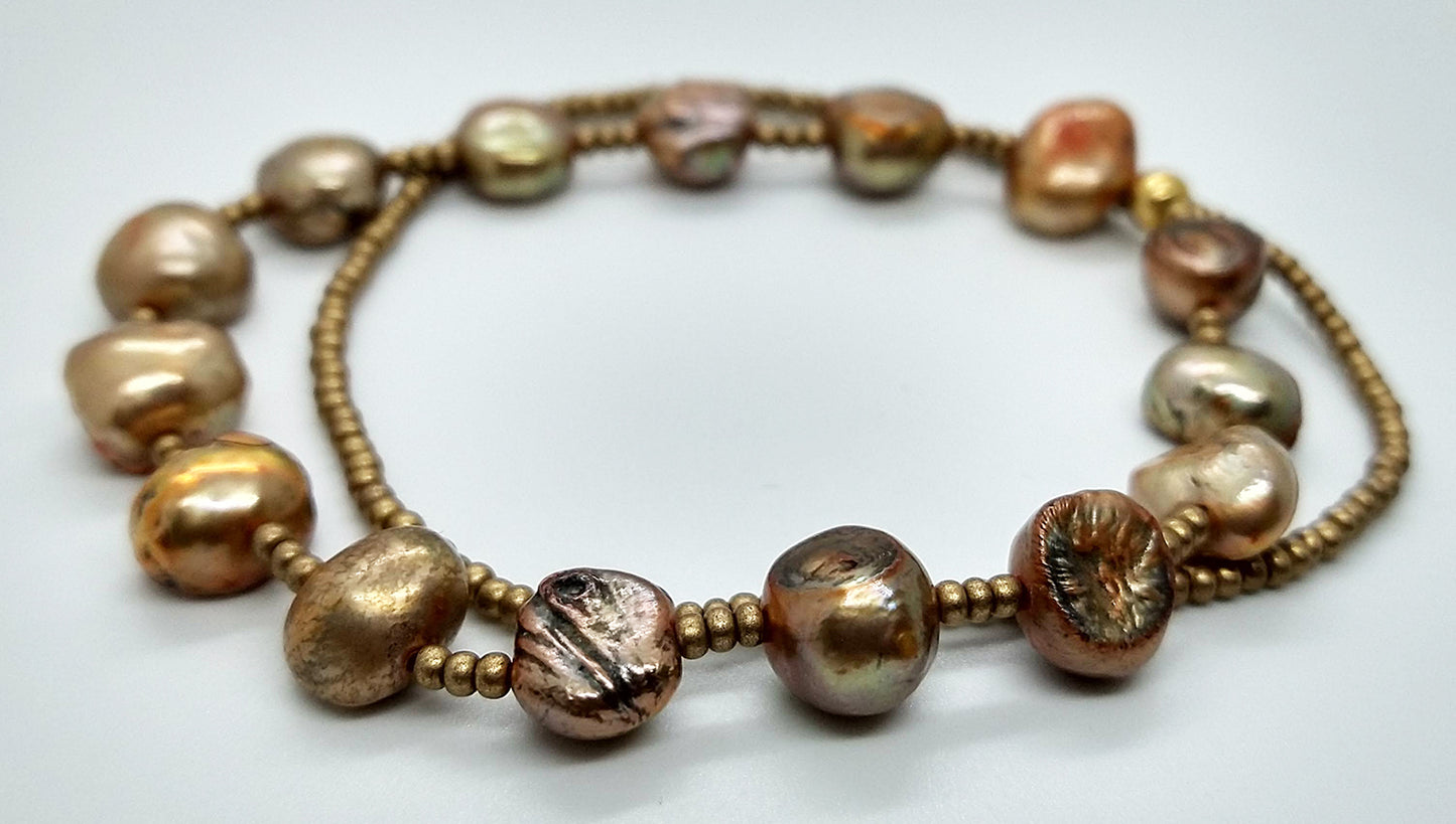 Bronze Pearl and Seed Bead Bracelet