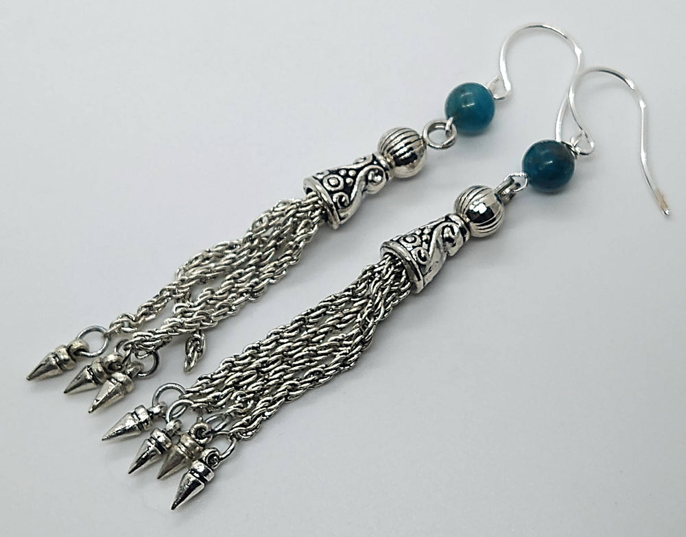 Apatite Chain Tassel Earrings