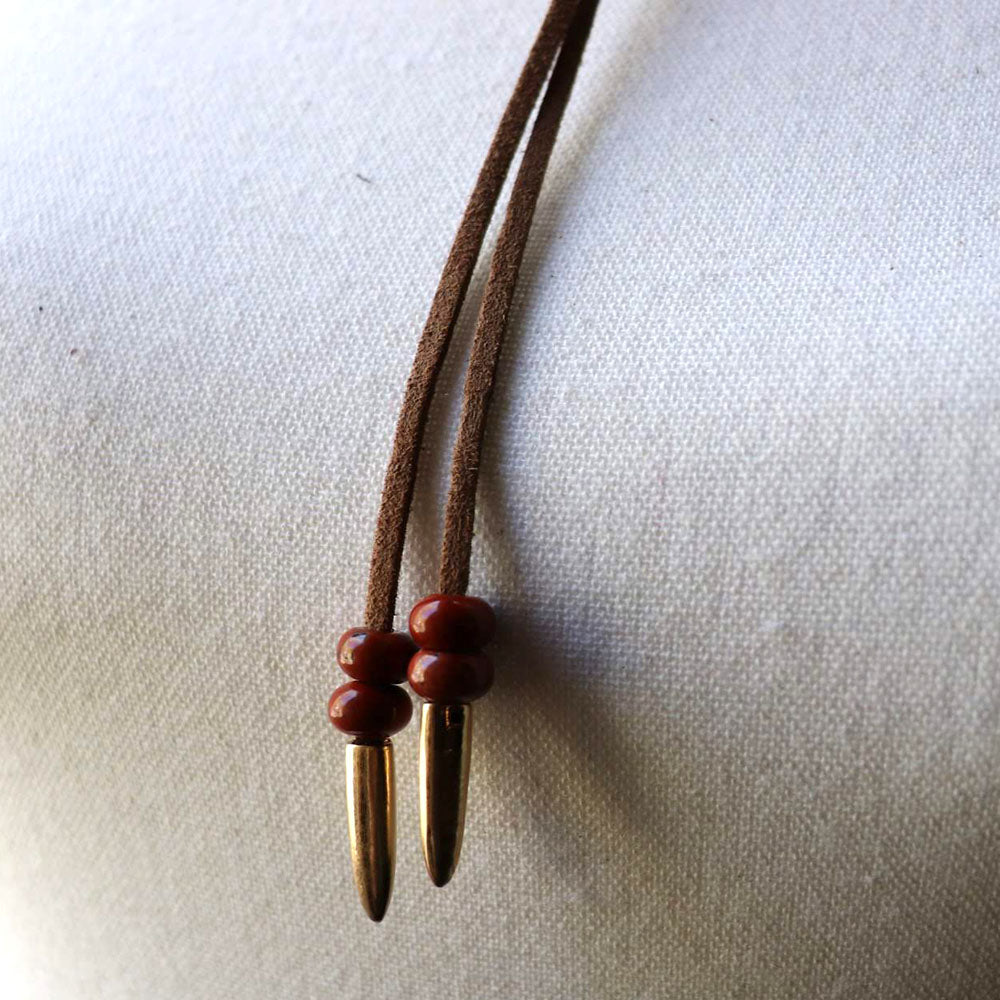 Red Jasper Feather Pendant Bolo Necklace