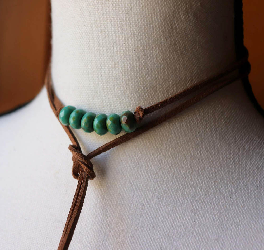 Turquoise Bead Bolo Necklace