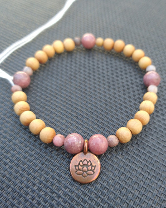 Rhodonite Rosewood Bead Bracelet