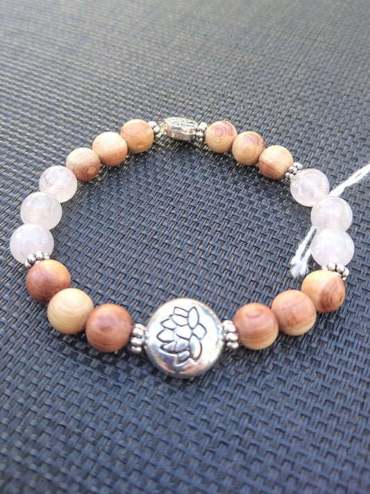 Rose Quartz Rosewood Bead Bracelet