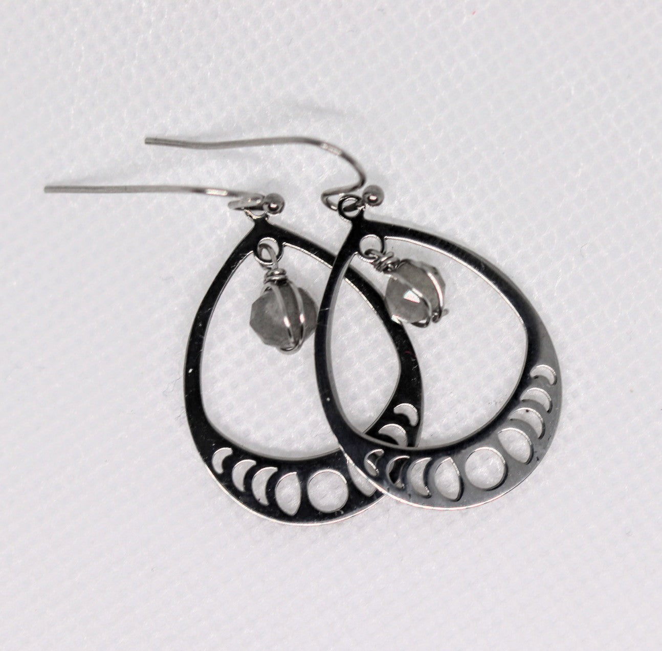 Labradorite moon phase teardrop earrings