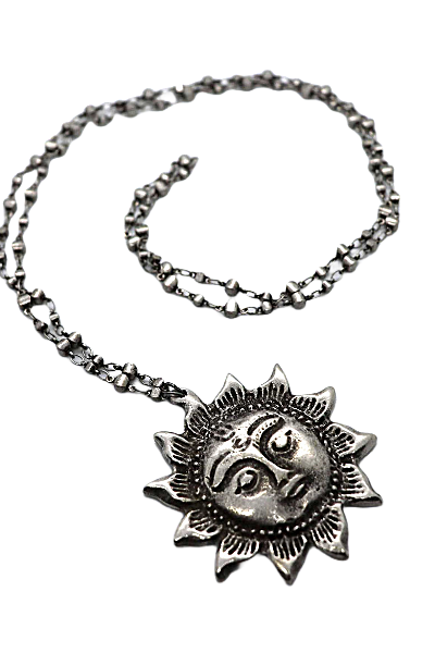 Sacral Sun Face Pendant Necklace