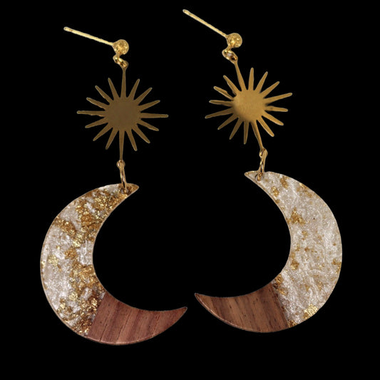 Alabaster celestial crescent moon earrings