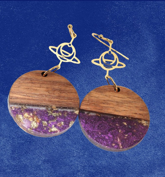 Amethyst celestial planetary earrings