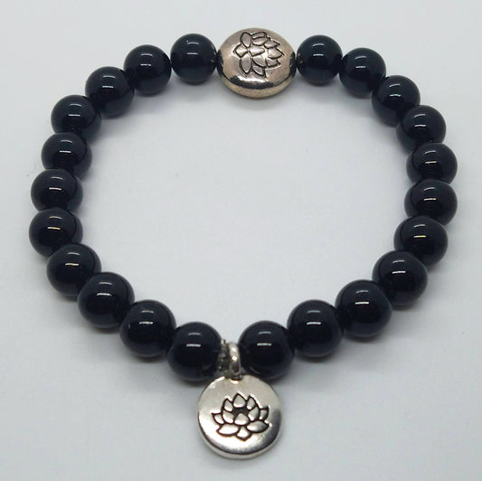 Onyx Lotus Bracelet
