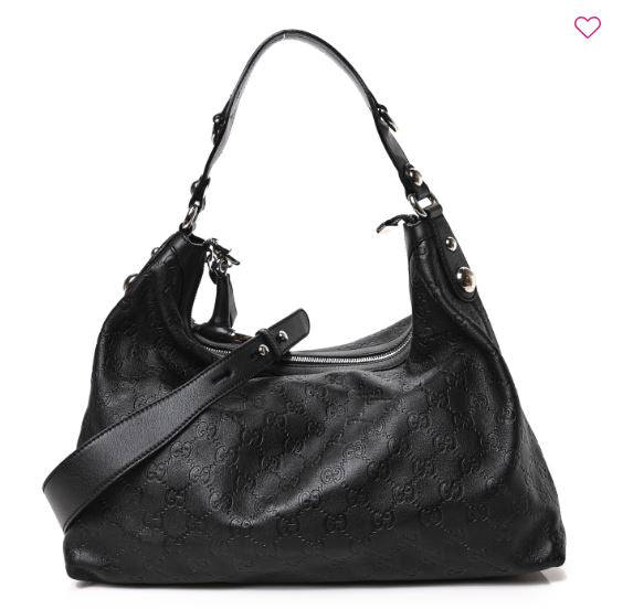 Gucci Guccissima Medium Icon Bit Hobo Black