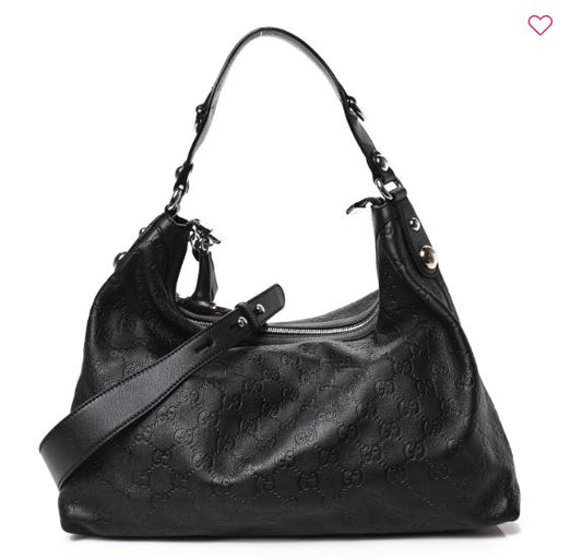Gucci Guccissima Medium Icon Bit Hobo Black