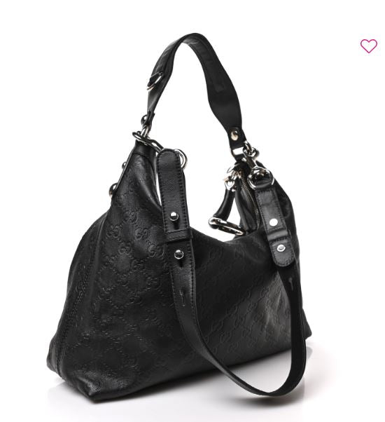 Gucci Guccissima Medium Icon Bit Hobo Black