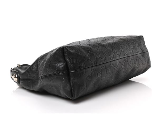 Gucci Guccissima Medium Icon Bit Hobo Black