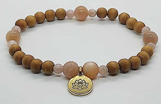 Peach Moonstone Bead Bracelet
