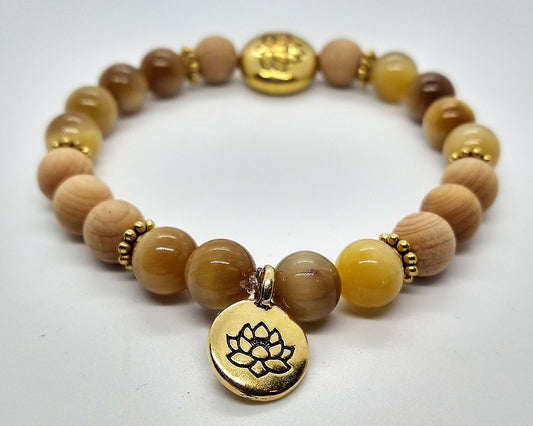 Golden Tiger Eye Thuja Bead Bracelet