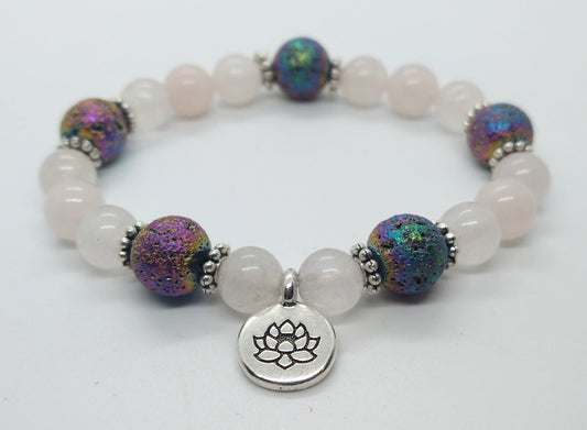 Rose Quartz & Lava Stone Bead Bracelet