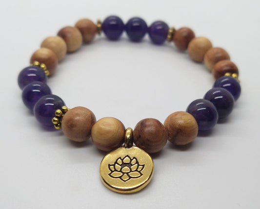 Amethyst Rosewood Bead Bracelet