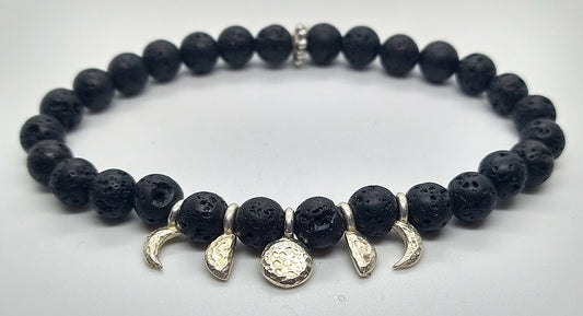 Lava stone moon phase bracelet