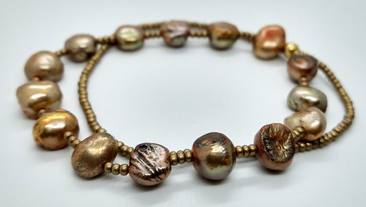 Bronze Pearl and Seed Bead Bracelet
