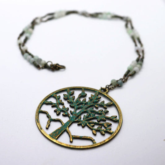 Jadeite Jade Tree of Life Beaded Necklace