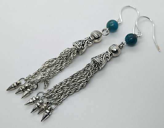 Apatite Chain Tassel Earrings