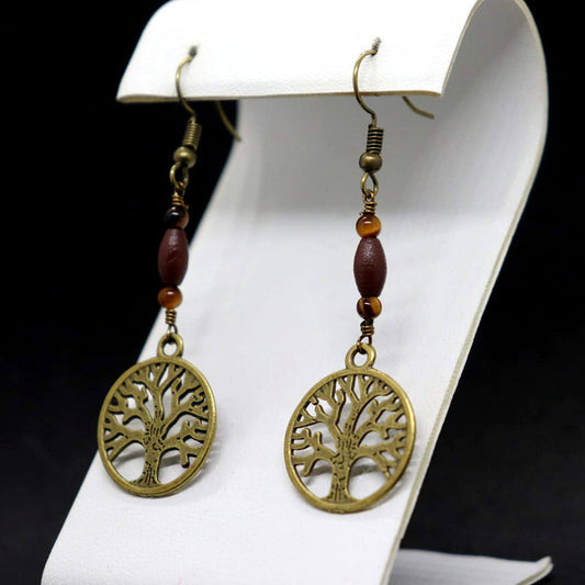 Tree of Life Tiger Eye Earrings