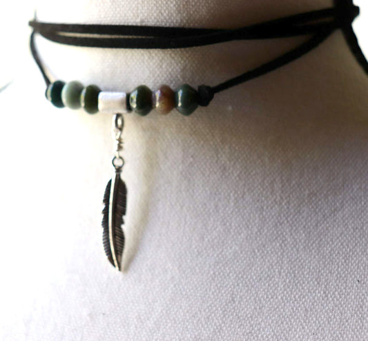 Fancy Jasper Pendant Bolo Necklace