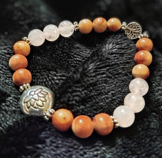 Rose Quartz & Rosewood Bead Bracelet
