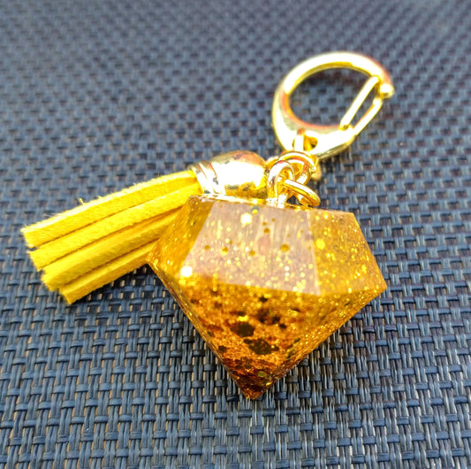 Yellow Gold Diamond Tassle Keychain