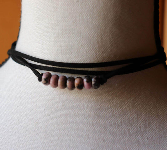 Rhodonite Bead Choker Necklace