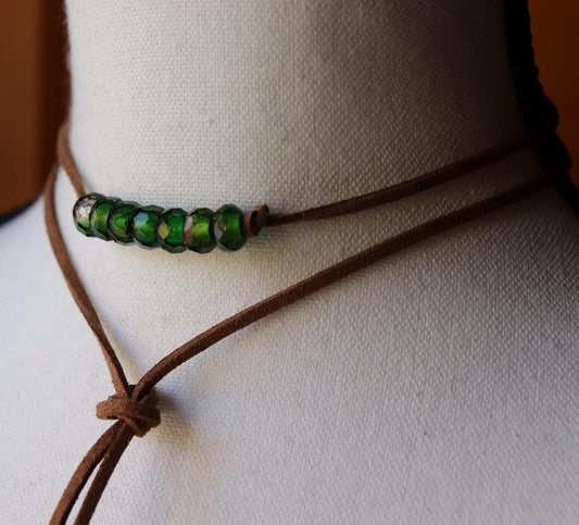 Green & Gold Bolo Wrap Necklace