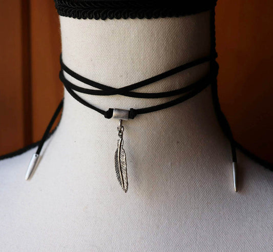Feather Pendant Wrap Necklace